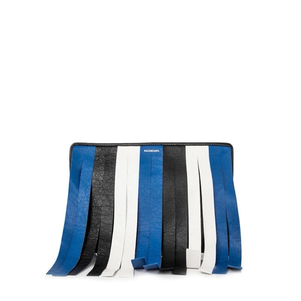 Balenciaga Bazar Fringed Leather Clutch
